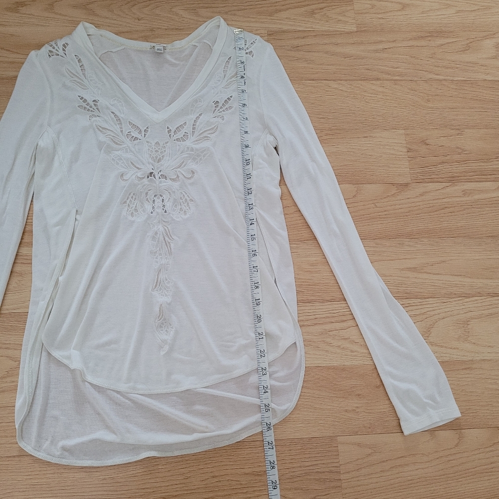 Wilfred | Cream Crochet Lace High Low V Neck Tunic Blouse - XS - Picture 11 of 13